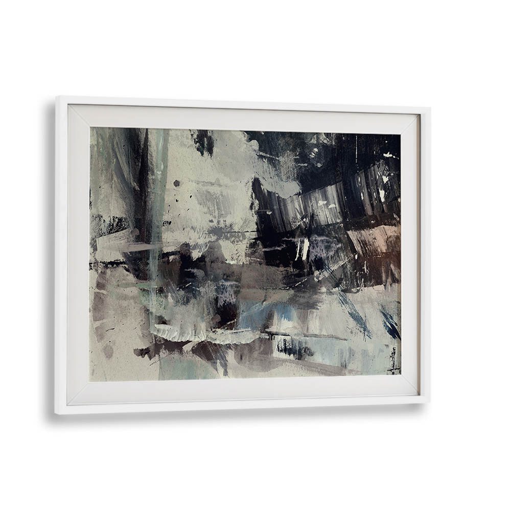 crowded by dan hobday abstract art abstract paintings in White Frame With Mount