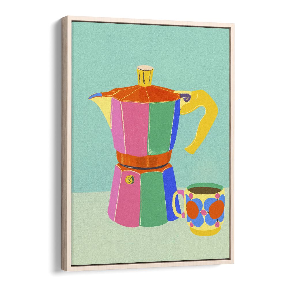 cup of coffee by gigi rosado kitchen posters kitchen art prints in Oak Wood Floater Frame