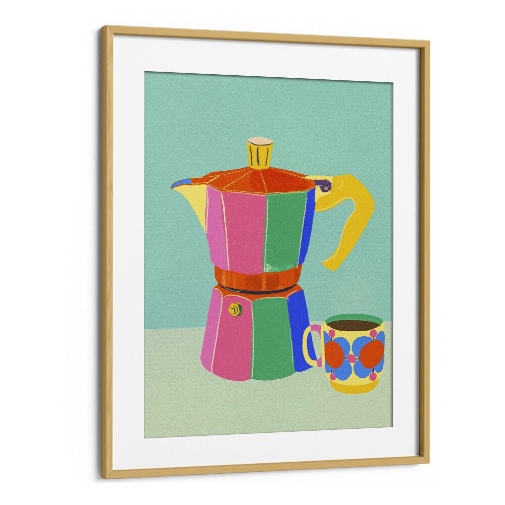 cup of coffee by gigi rosado kitchen posters kitchen art prints in Oak Wood Frame With Mount