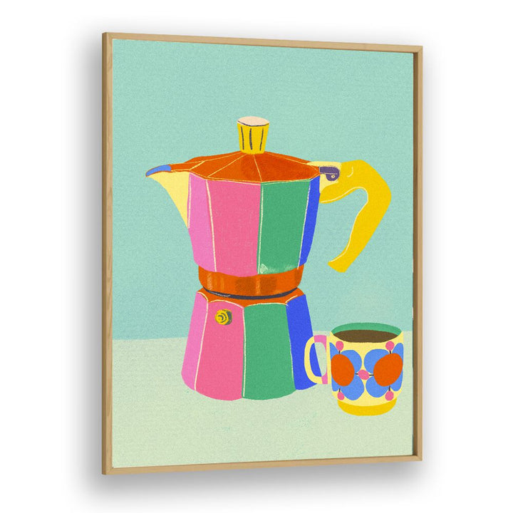 cup of coffee by gigi rosado kitchen posters kitchen art prints in Oak Wood Plain Frame