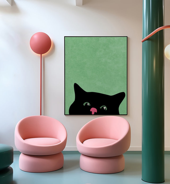 CURIOUS CAT , ANIMAL PAINTINGS