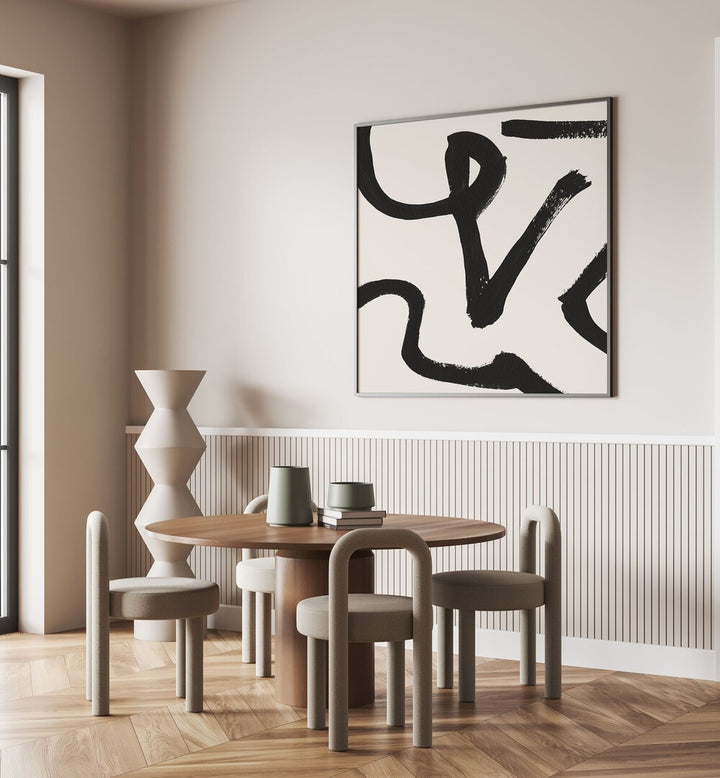 curvy lines i by dan hobday abstract art abstract paintings Artwork III placed on a wall