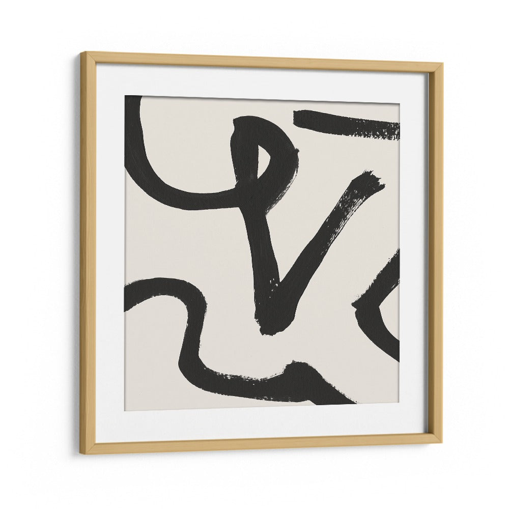 curvy lines i by dan hobday abstract art abstract paintings in Oak Wood Frame With Mount