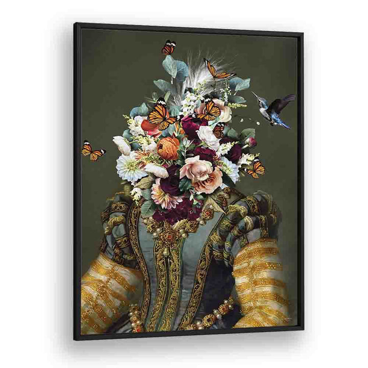 dame goldie by sue skellern wall art prints in Black Plain Frame