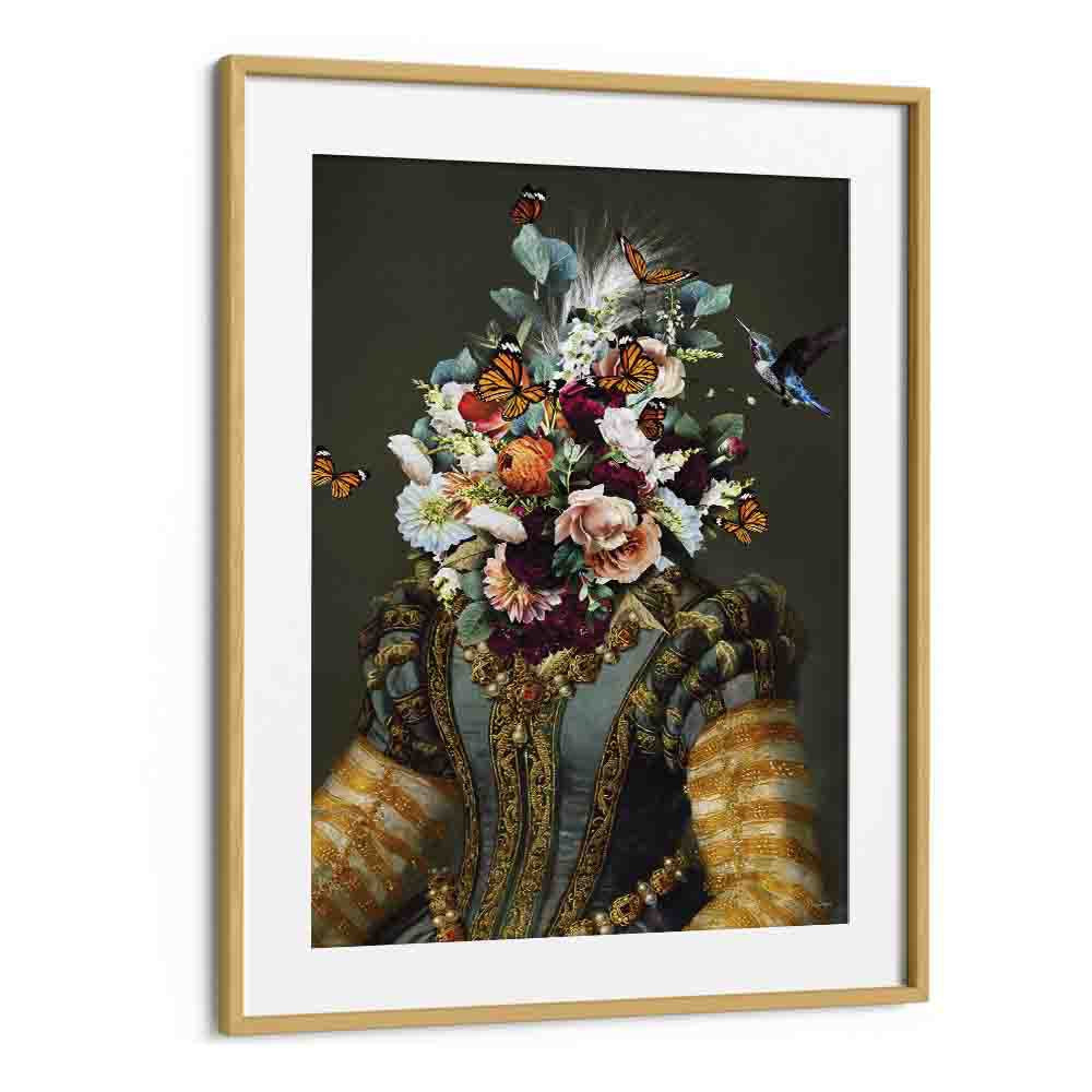 dame goldie by sue skellern wall art prints in Oak Wood Frame With Mount