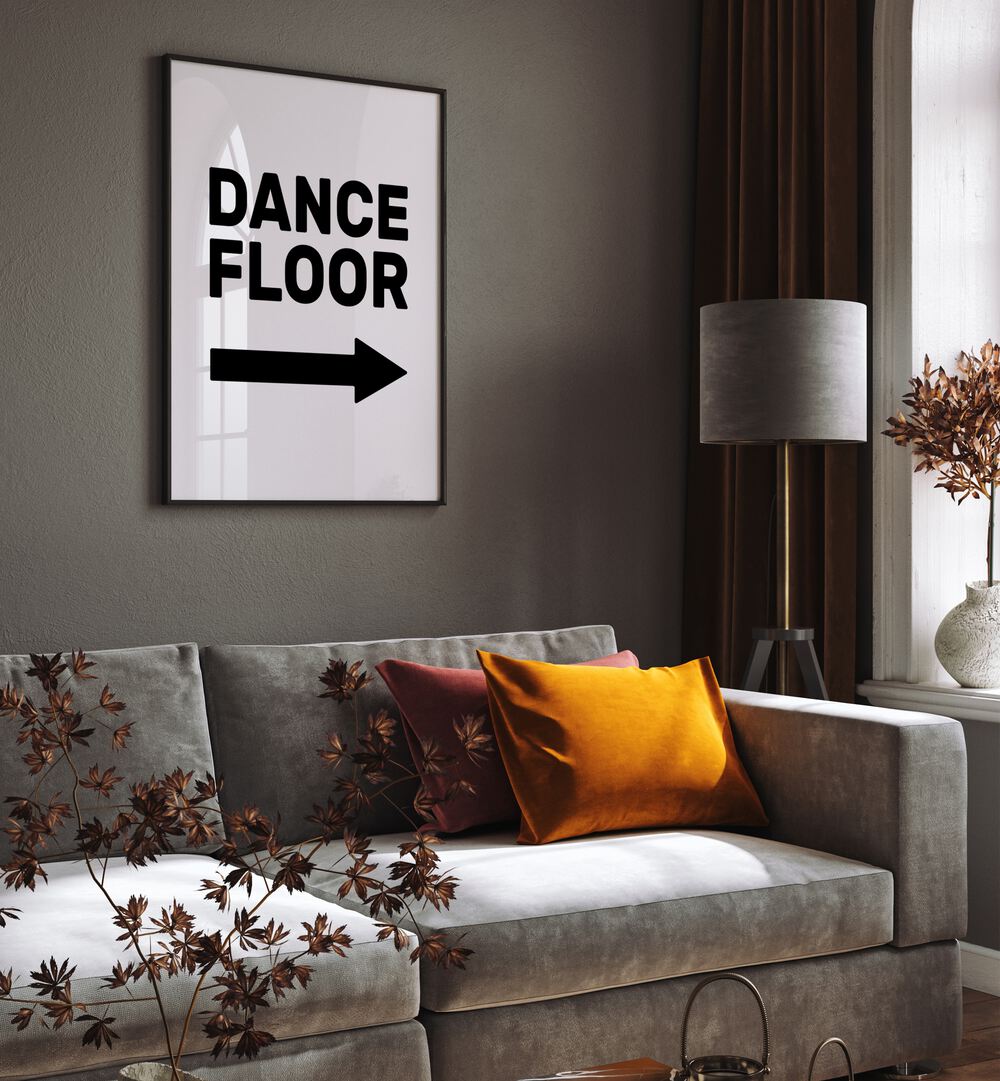 dance floor arrow right by frankie kerr-dineen geometric paintings Artwork II placed on a wall