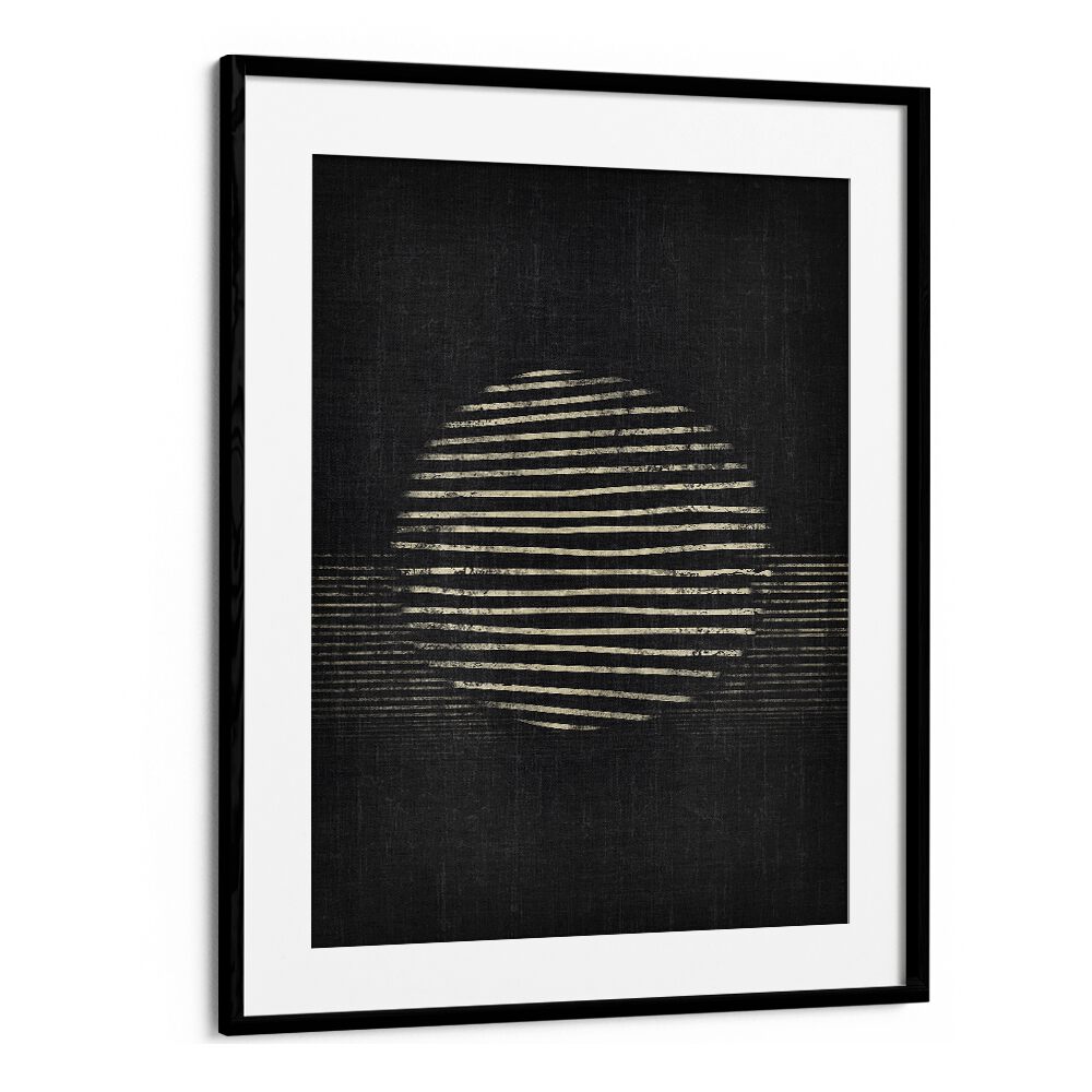 dark sunny day geometric paintings in Black Frame With Mount