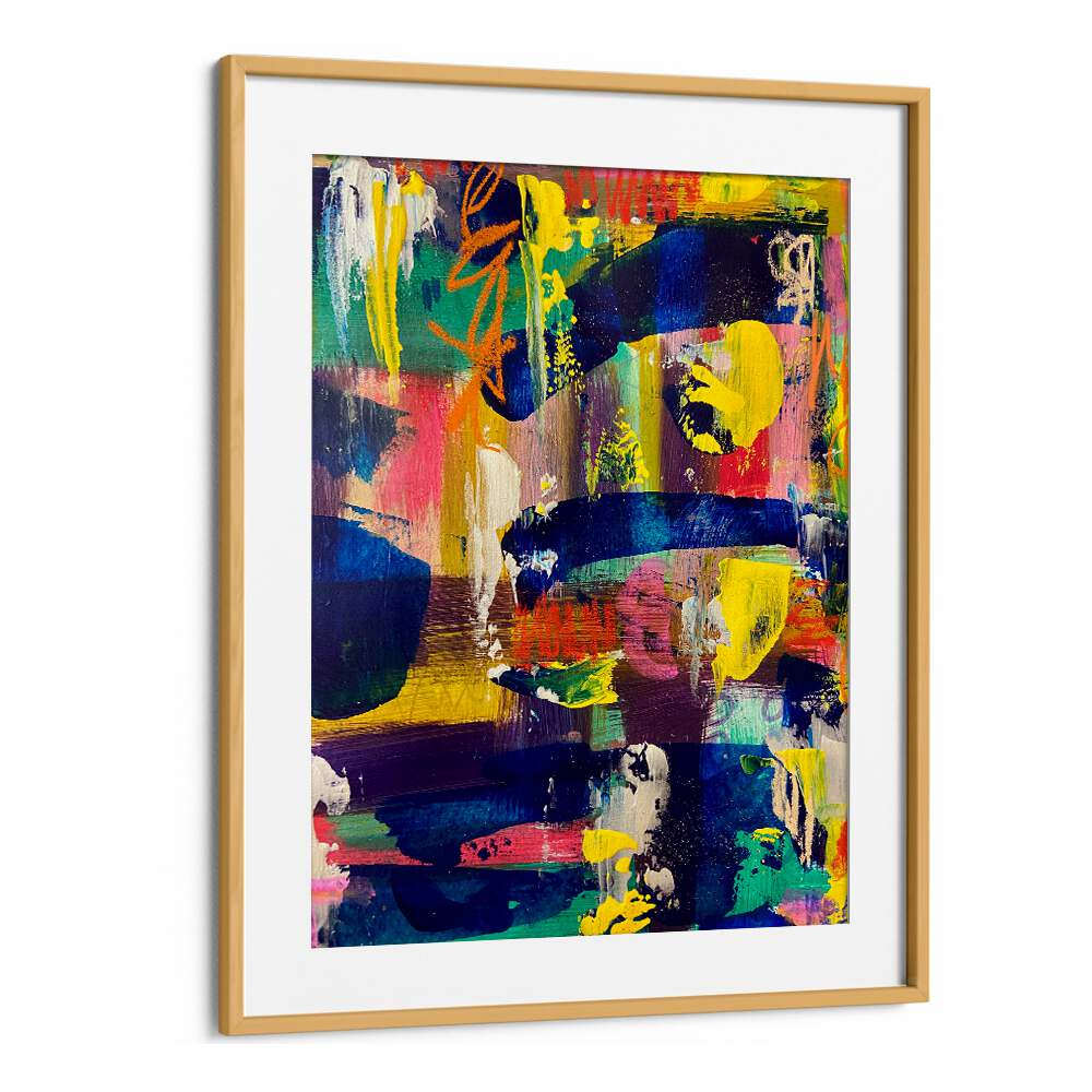 day v abstract paintings in Oak Wood Frame With Mount