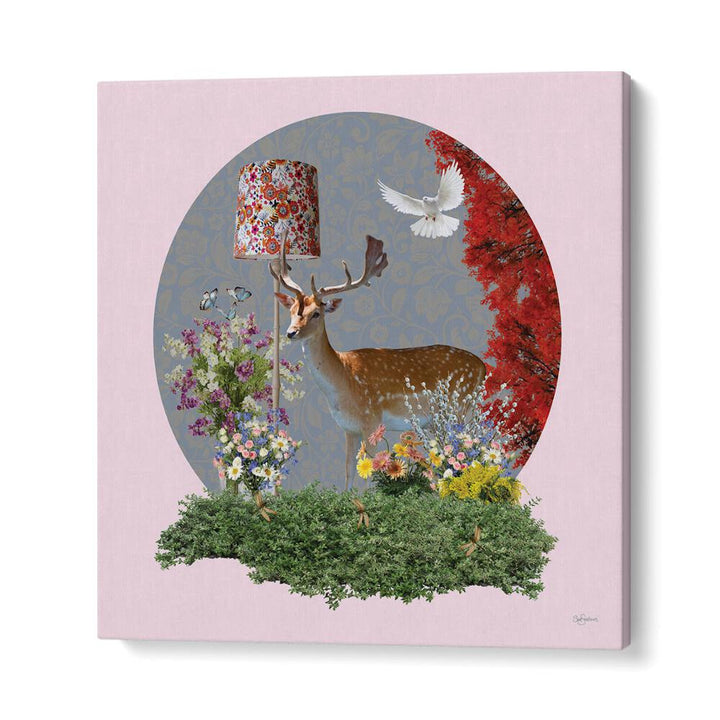 deer in the lounge by sue skellern wildlife posters wildlife paintings in Gallery Wrap