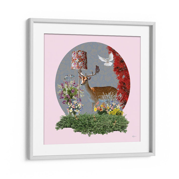 deer in the loungeby sue skellern wildlife posters wildlife paintings in White Frame With Mount