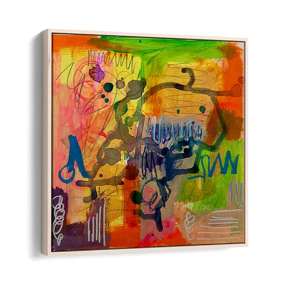 delightful dimensions abstract paintings in Oak Wood Floater Frame