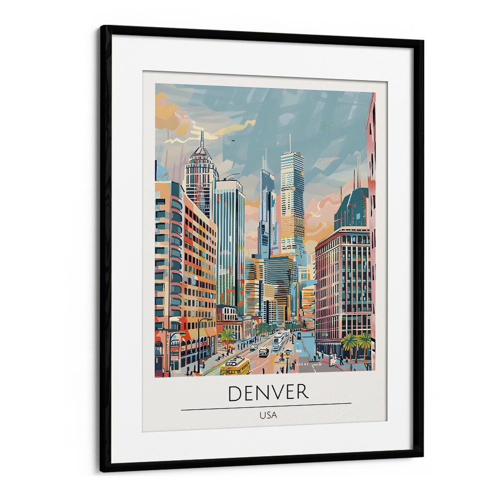 denver-usa travel posters in Black Frame With Mount