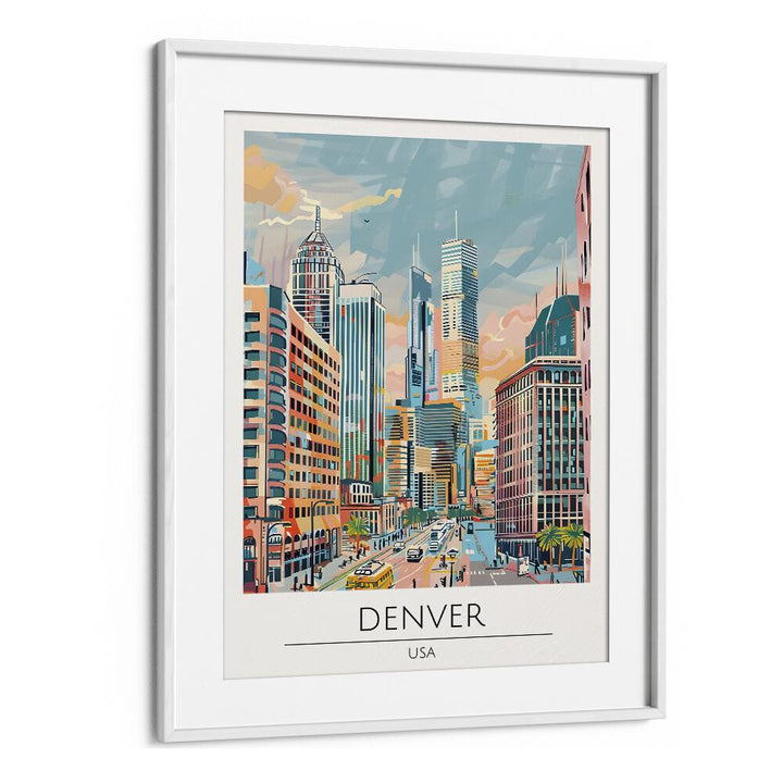 denver-usa travel posters in White Frame With Mount