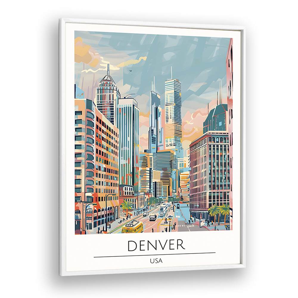 denver-usa travel posters in White Plain Frame