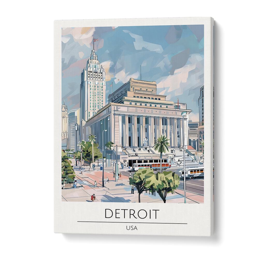 detroit-usa travel posters in Gallery Wrap