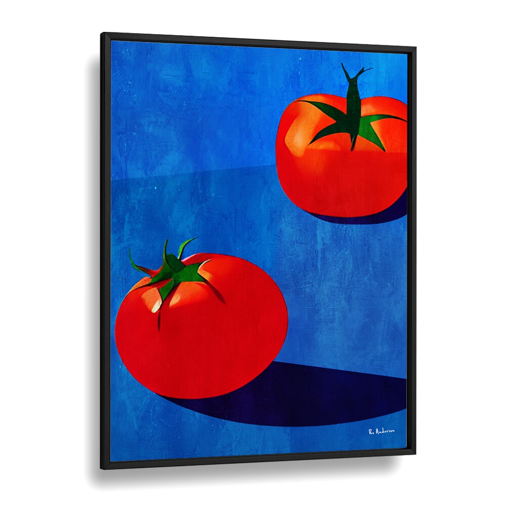 deux tomates kitchen posters kitchen art prints in Black Plain Frame