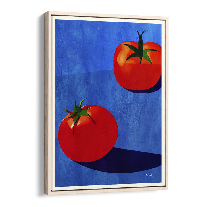 deux tomates kitchen posters kitchen art prints in Oak Wood Floater Frame