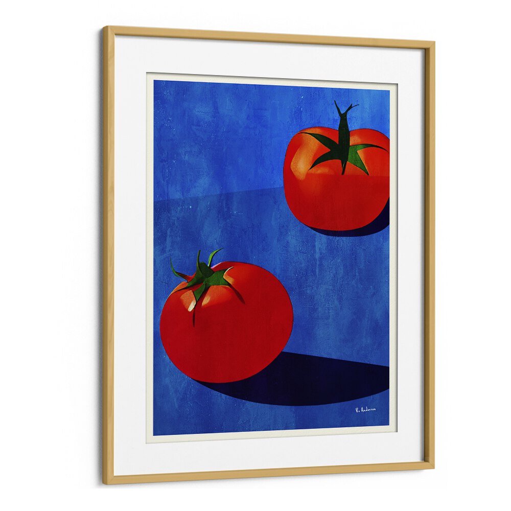 deux tomates kitchen posters kitchen art prints in Oak Wood Frame With Mount