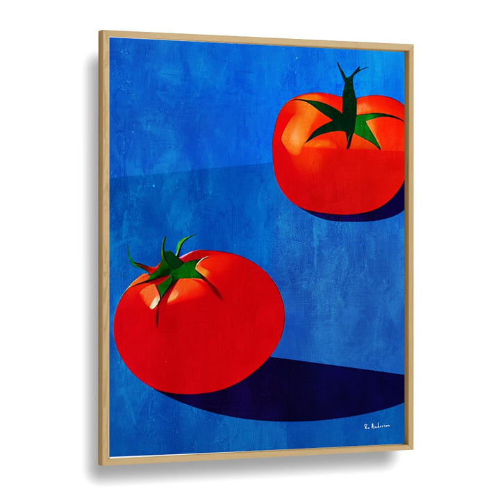 deux tomates kitchen posters kitchen art prints in Oak Wood Plain Frame