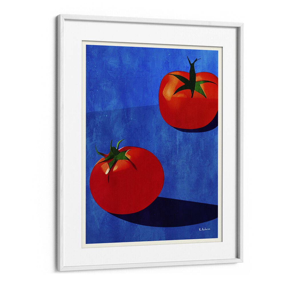 deux tomates kitchen posters kitchen art prints in White Frame With Mount