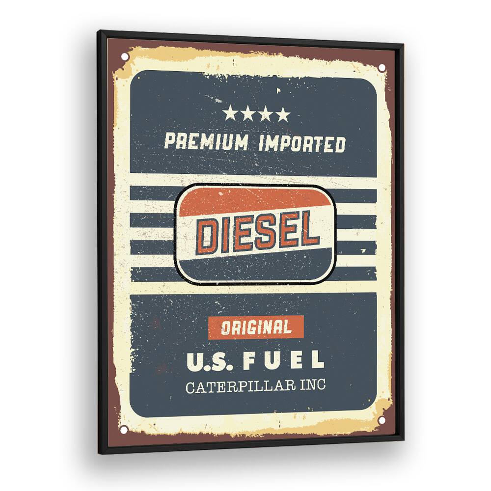 diesel original car poster in Black Plain Frame