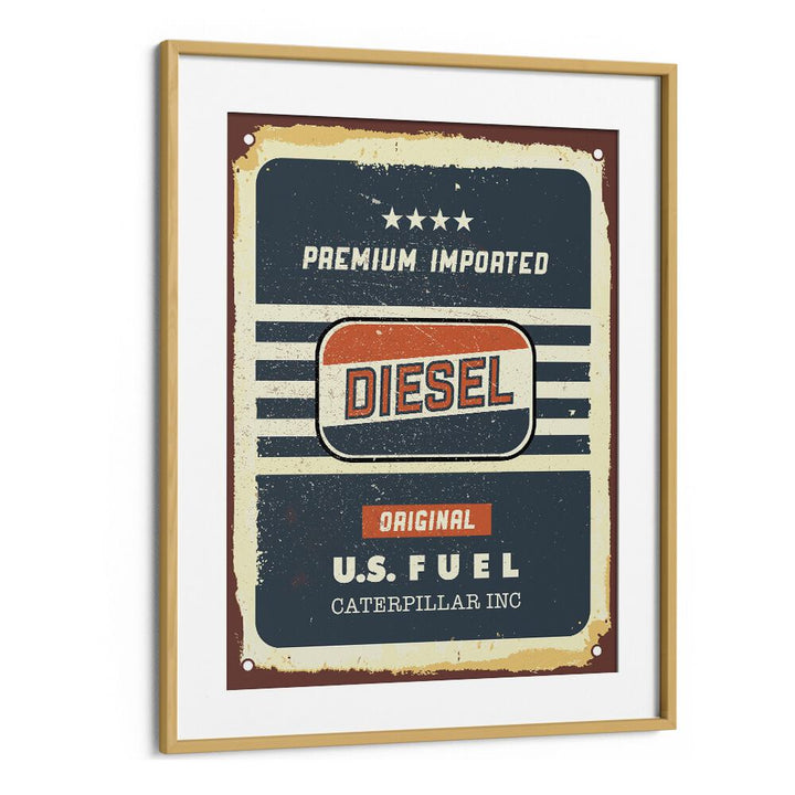 diesel original car poster in Oak Wood Frame With Mount