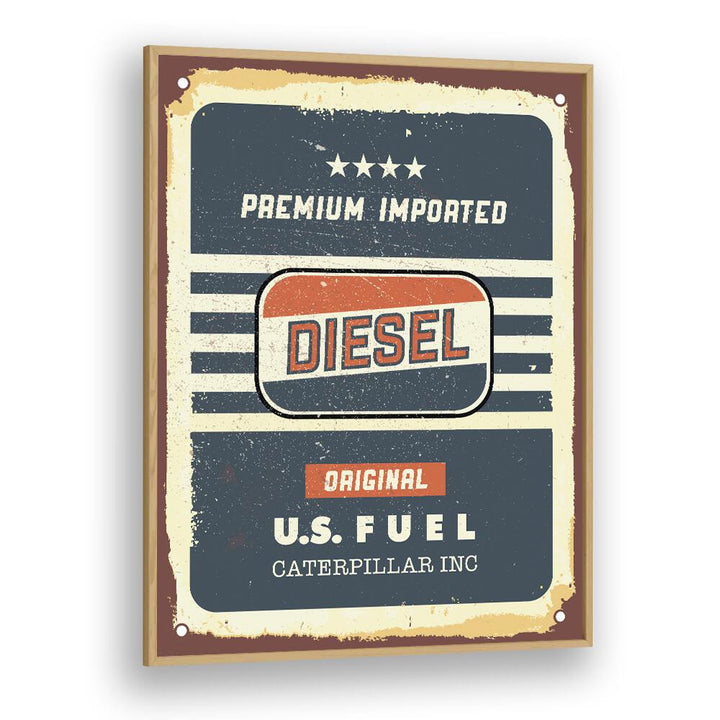 diesel original car poster in Oak Wood Plain Frame