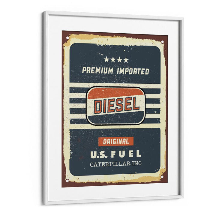 diesel original car poster in White Frame With Mount