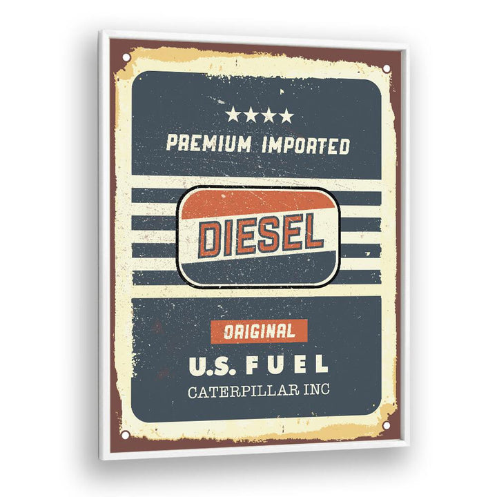 diesel original car poster in White Plain Frame