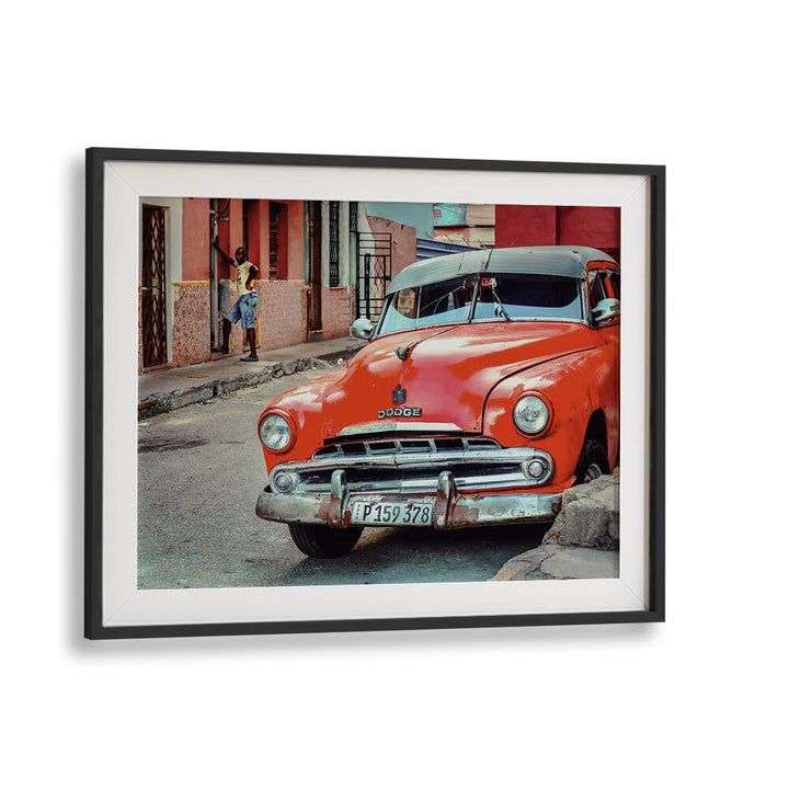 dodge car poster in Black Frame With Mount