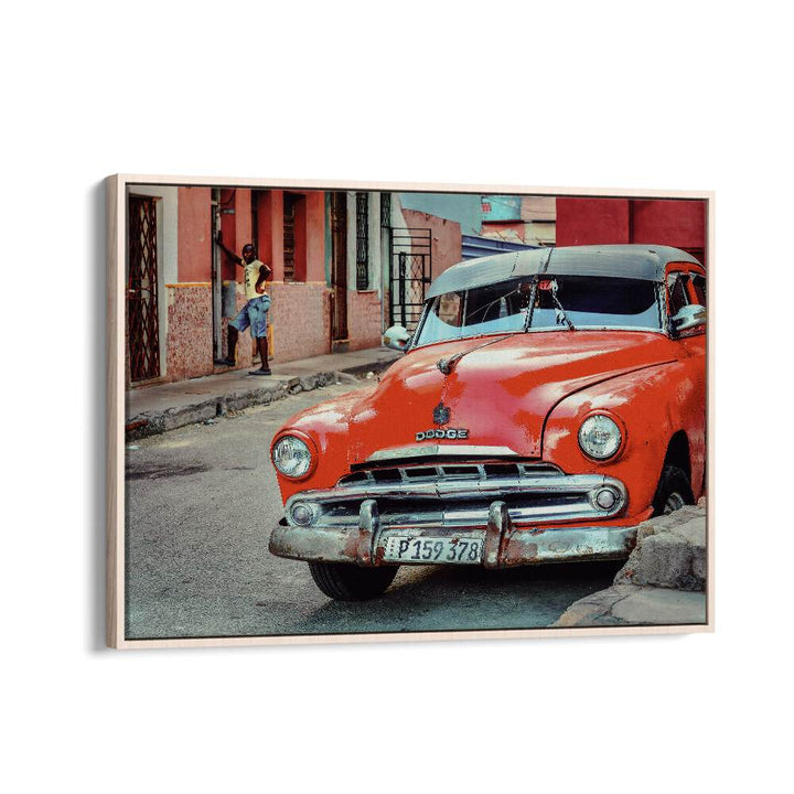 dodge car poster in Oak Wood Floater Frame