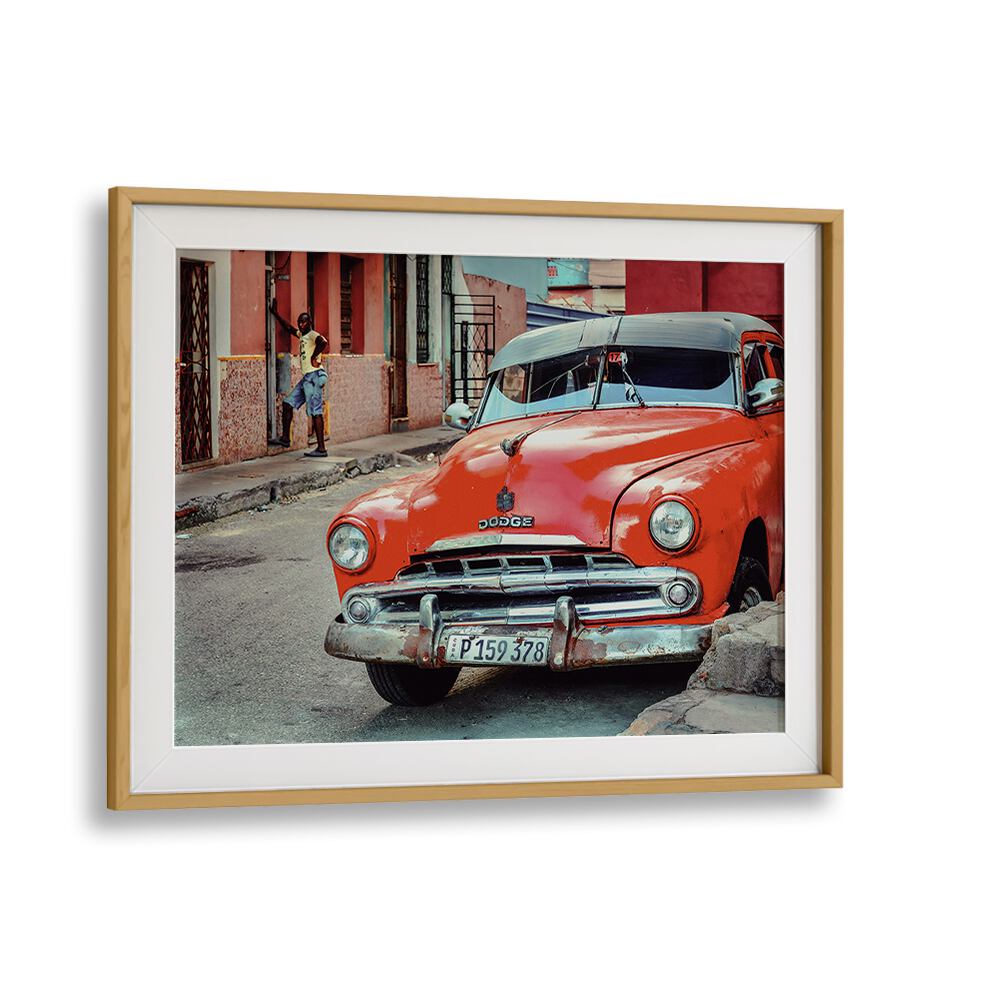 dodge car poster in Oak Wood Frame With Mount