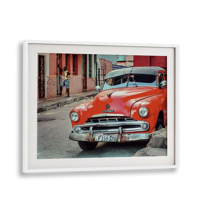 dodge car poster in White Frame With Mount