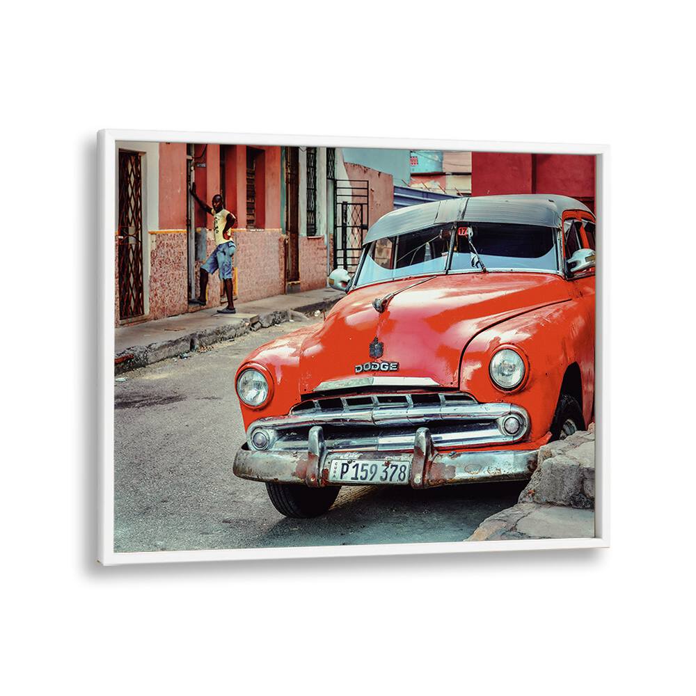 dodge car poster in White Plain Frame