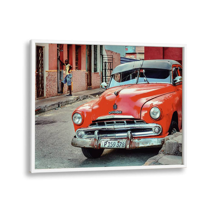 dodge car poster in White Plain Frame