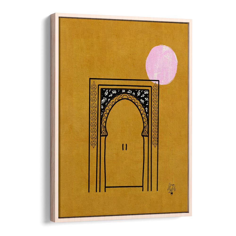 door to marrakesh travel posters in Oak Wood Floater Frame