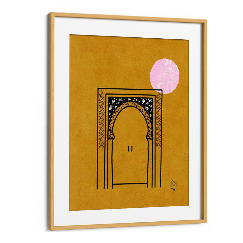 door to marrakesh travel posters in Oak Wood Frame With Mount