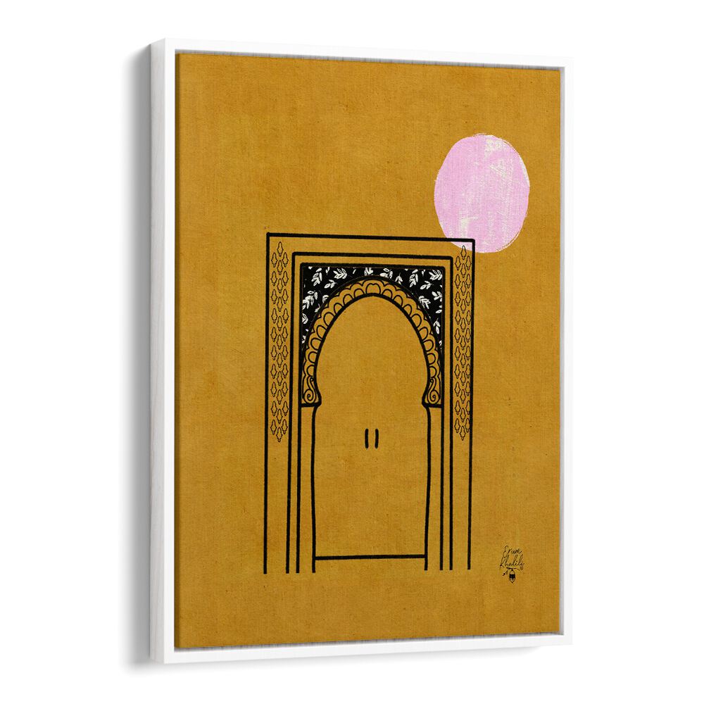 door to marrakesh travel posters in White Floater Frame