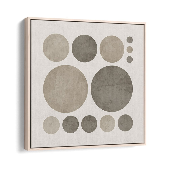 dotty taupe delight i abstract paintings in Oak Wood Floater Frame