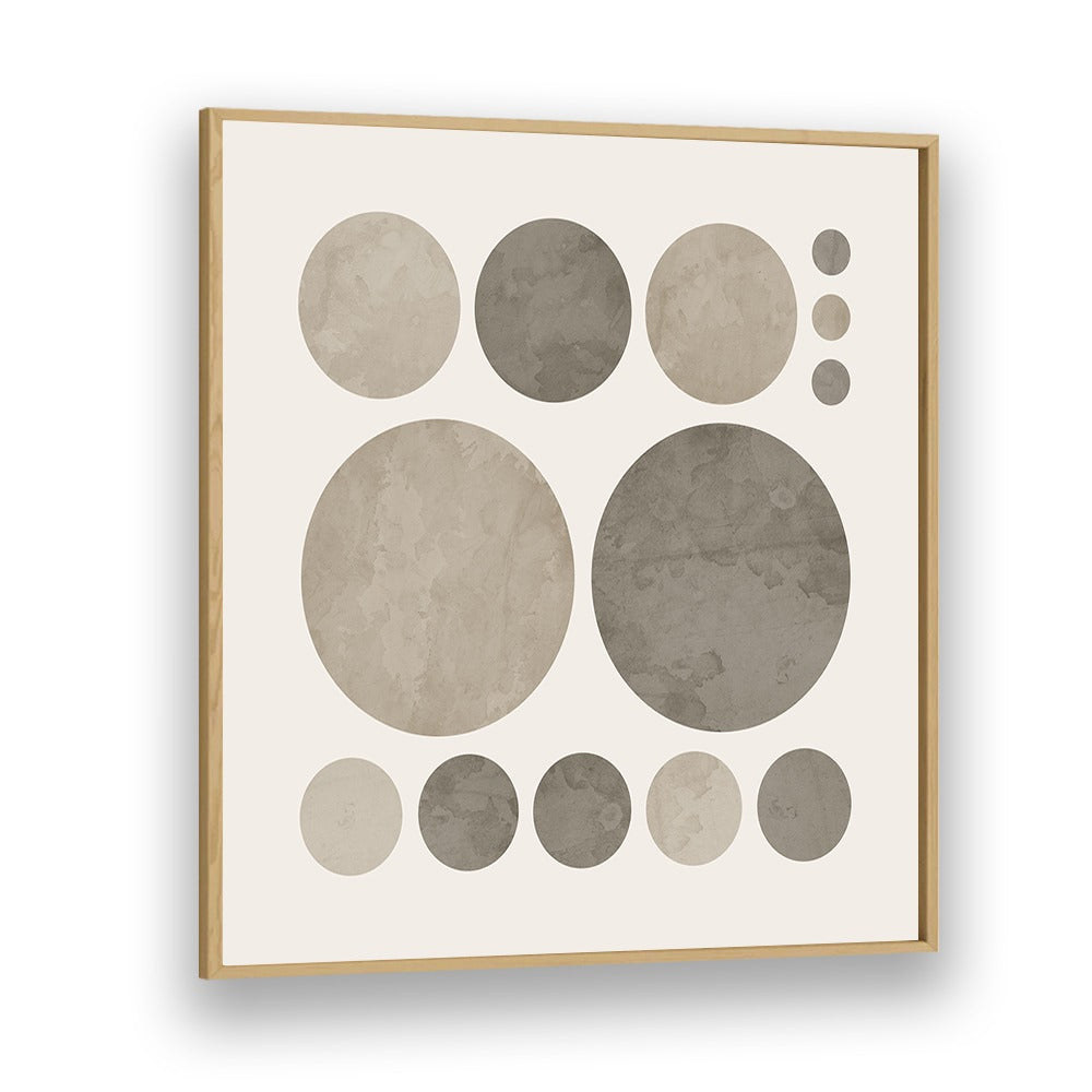 dotty taupe delight i abstract paintings in Oak Wood Plain Frame