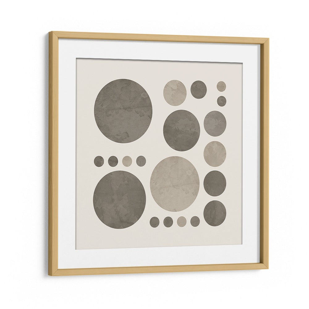 dotty taupe delight i abstract paintings in Oak Wood Frame With Mount