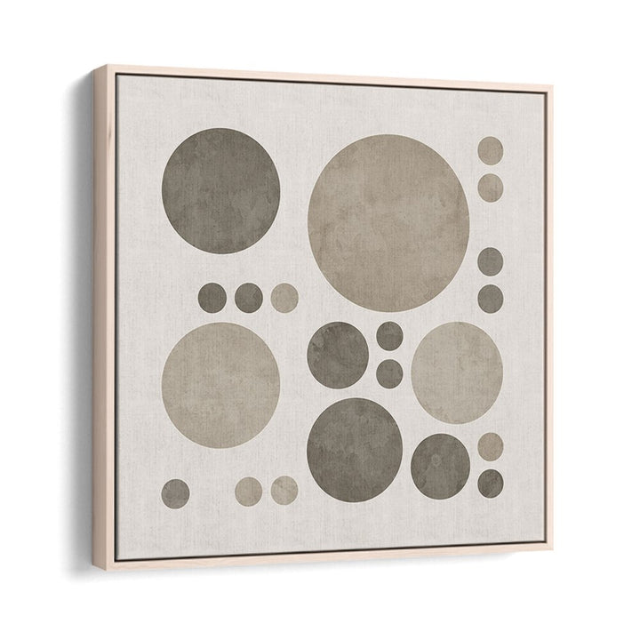 dotty taupe delight iii abstract paintings in Oak Wood Floater Frame