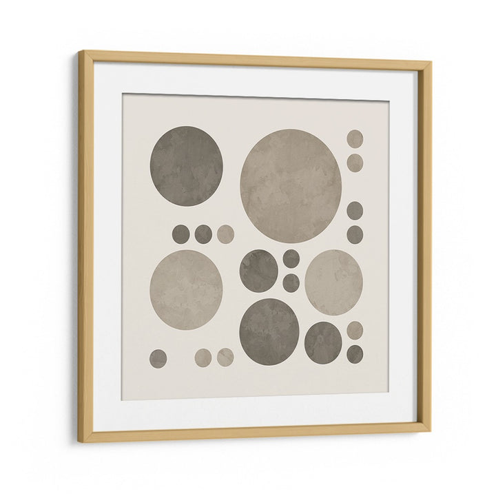 dotty taupe delight iii abstract paintings in Oak Wood Frame With Mount