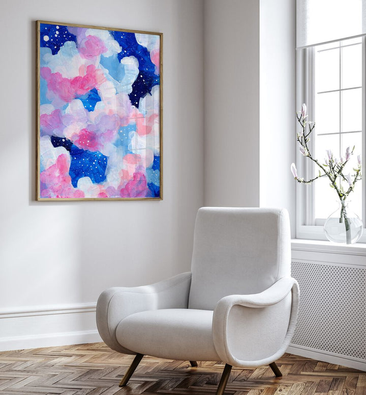 dreaming clouds by ejaaz haniff abstract art prints Artwork II placed on a wall