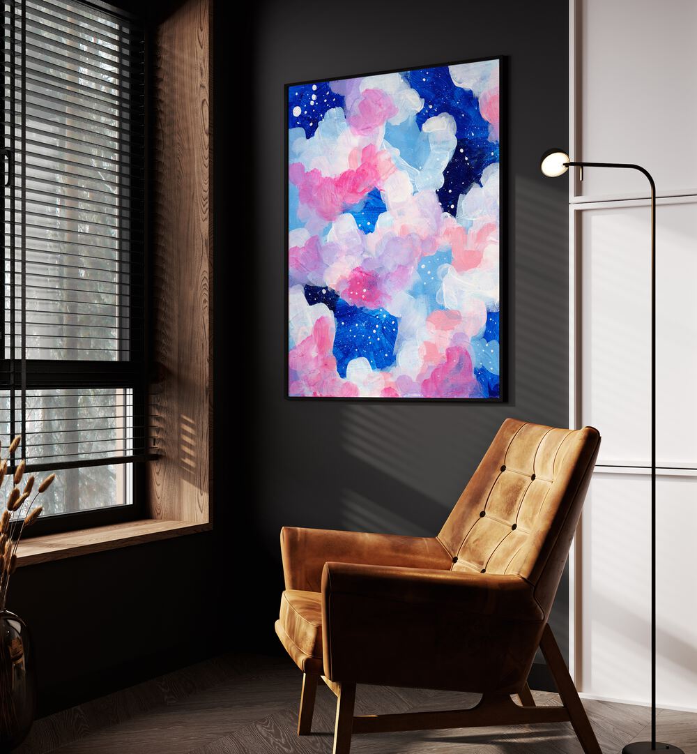 dreaming clouds by ejaaz haniff abstract art prints Artwork III placed on a wall