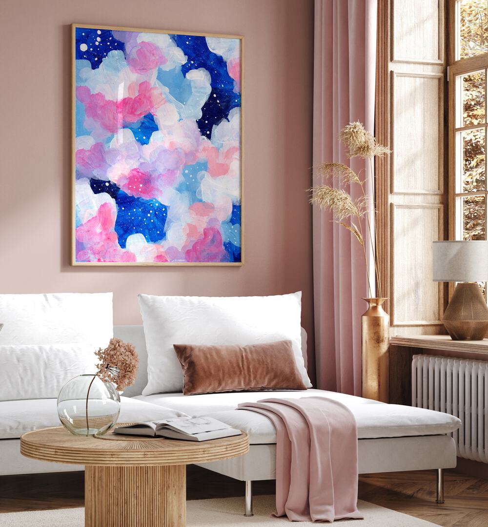 dreaming clouds by ejaaz haniff abstract art prints Artwork IV placed on a wall