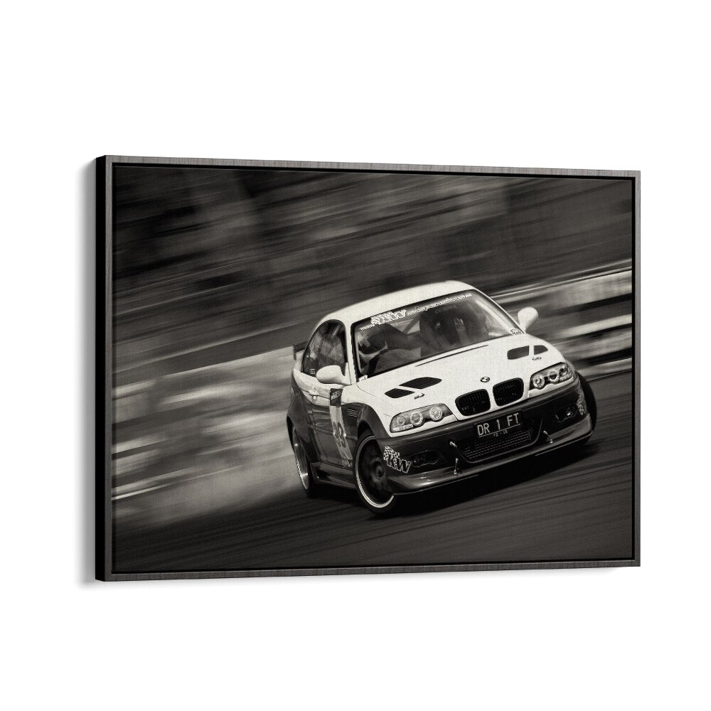drift car poster in Black Floater Frame