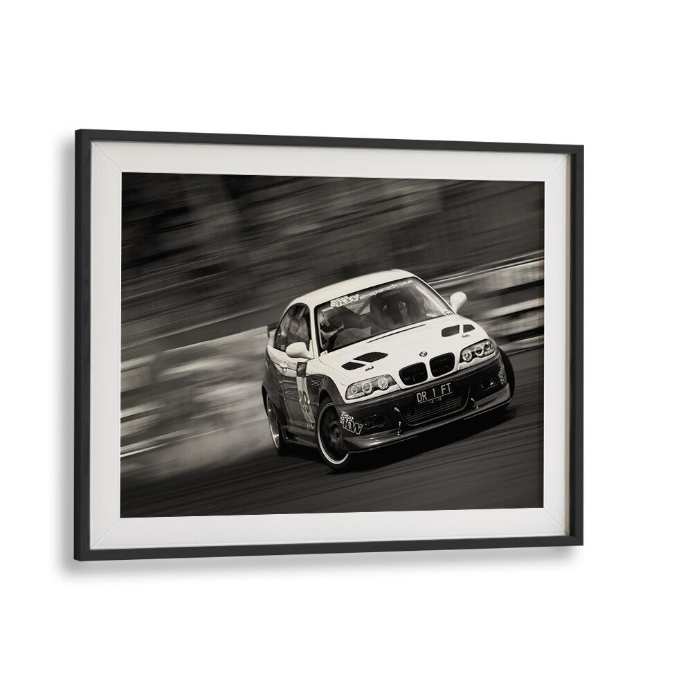 drift car poster in Black Frame With Mount