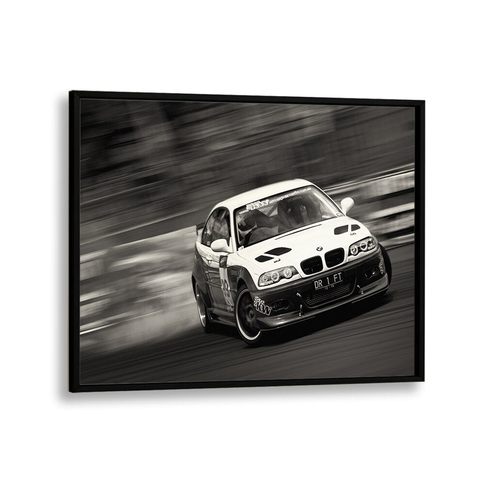 drift car poster in Black Plain Frame
