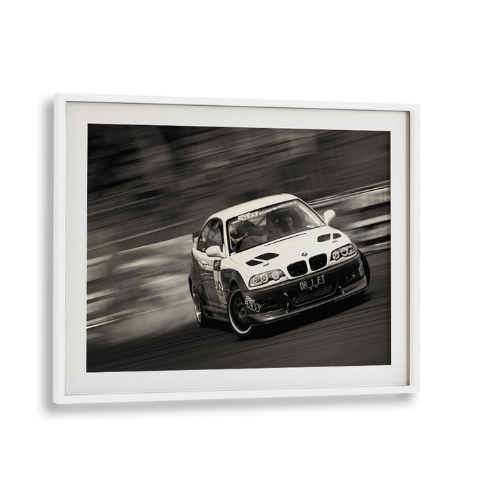 drift car poster in White Frame With Mount